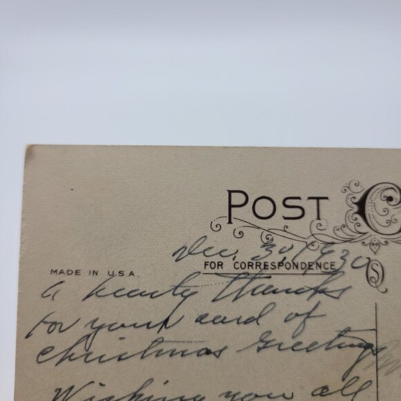 Vintage New Year Wishes Postcard 1930 With U.S. Postmark & Stamp - Picture 3 of 6